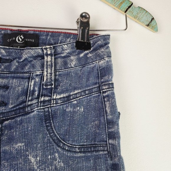 Cello Womens High Waist Acid Wash Skinny Jean w/ 3 Front Button Sz 1 - Picture 5 of 10